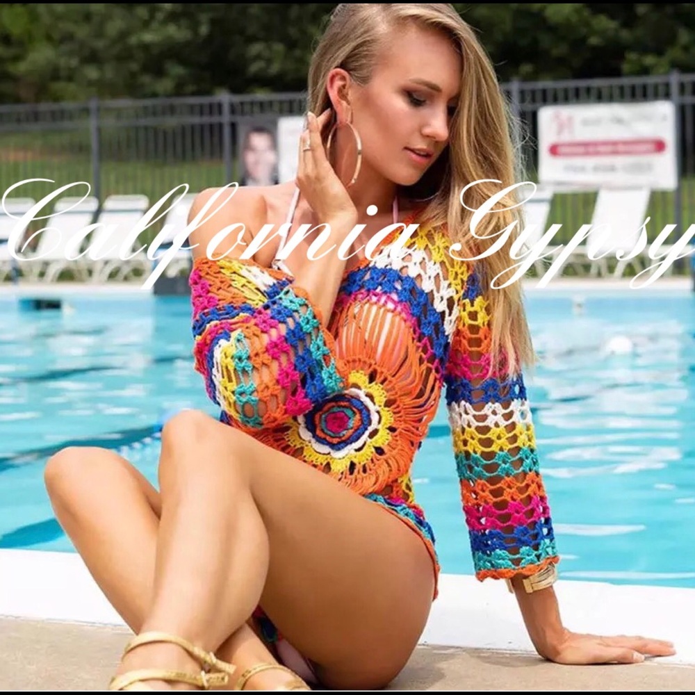 Rainbow Knit Boho Coverup - Picture 8 of 9